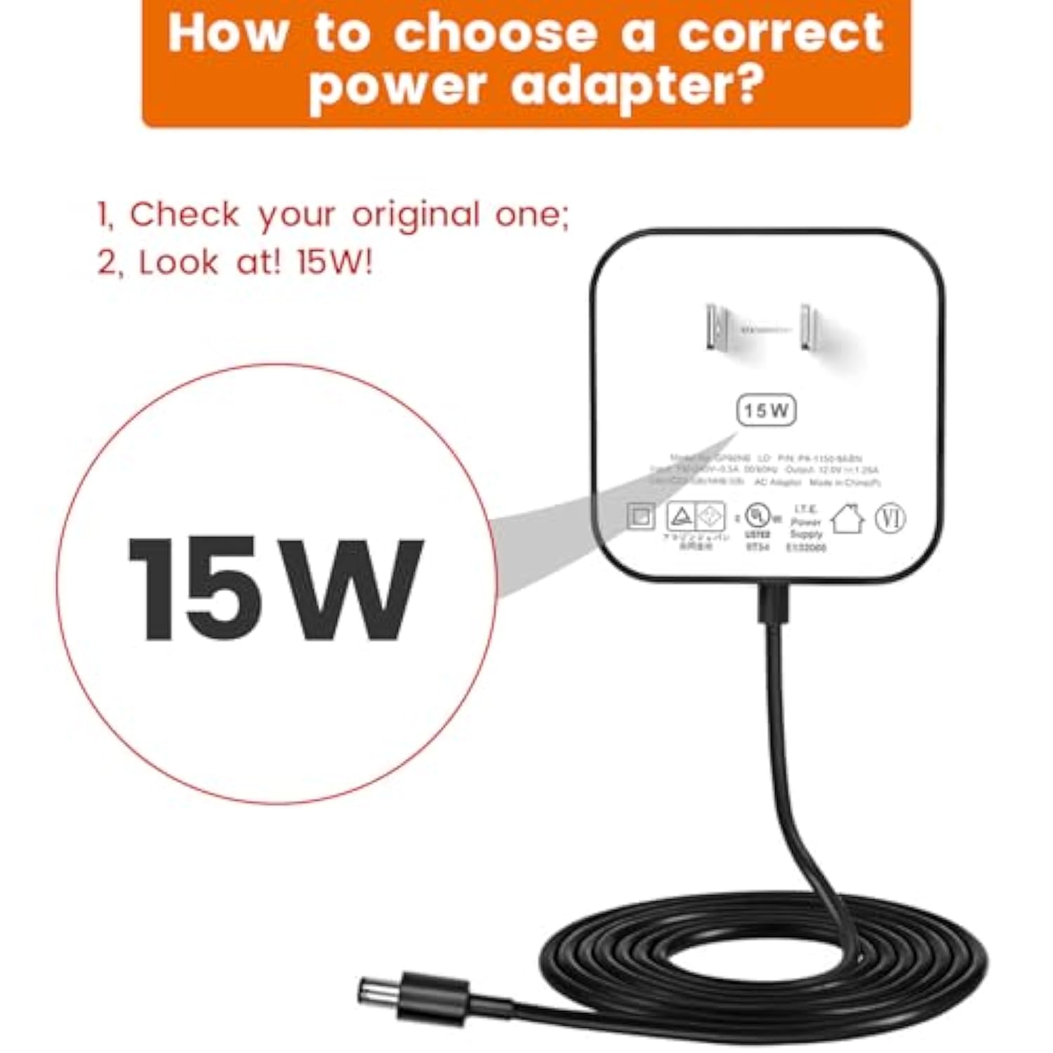 2-Pack 15W Power Cord Adapter Replacement For Alexa Dot 5Th Gen, Dot 4Th Gen, Dot 3Rd Gen, Echo Pop, Dot Kids Edition, Spot Smart Speakers - White Wall Charger Plug Long Cable, 5Ft