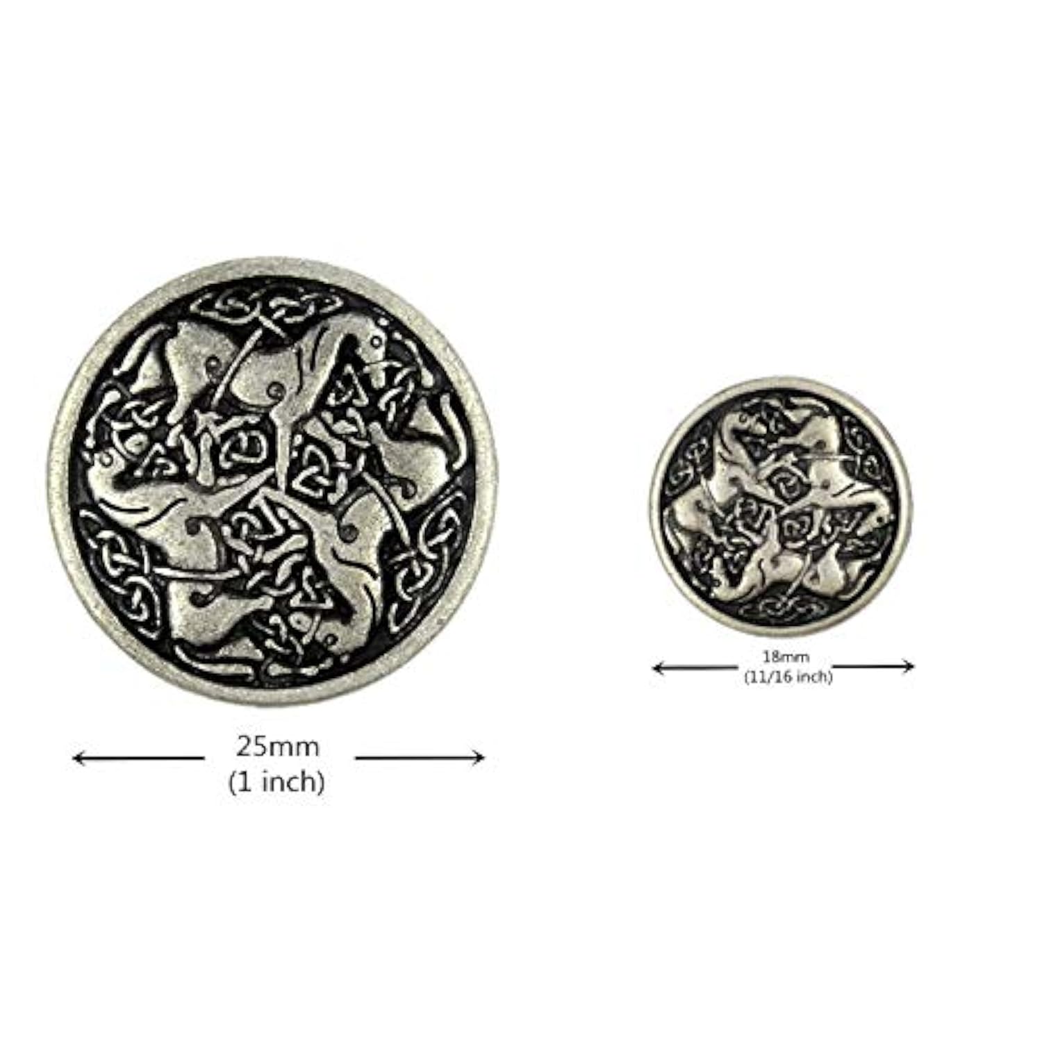 Celtic Horses Metal Shank Buttons. Blazer Button Set. 3 Pcs Of 25Mm, 8