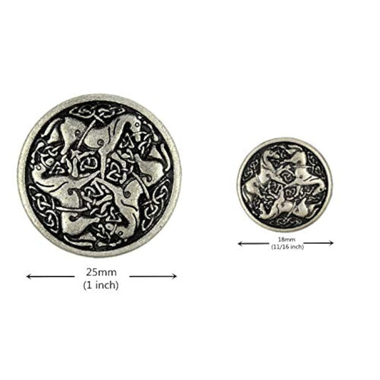Celtic Horses Metal Shank Buttons. Blazer Button Set. 3 Pcs Of 25Mm, 8