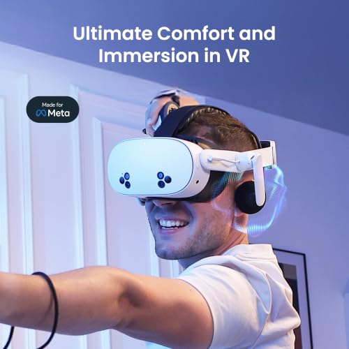 Audio Head Strap With Battery For Meta/Oculus Quest 3/3S, K4 Duo Dualfast Charging Headset, Vr Accessories With Balanced Design For Enhanced Sound Effects & Playtime