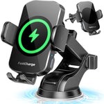 Wireless Car Charger, Fast Charging Phone Holder 3 In 1 Phone Mount Auto Clamping Car Accessories Compatible With Iphone 16 15 14 13 12 11 Xs Xr, Samsung S23 Ultra S22 S21 S20/S10+ S9+ Note 9