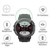 Watch Screen Protector (3+1Pack) Compatible For Amazfit T-Rex 2, Tempered Glass Film Anti-Scratch High Definition Full Coverage And Soft Tpu Protective Case, Black