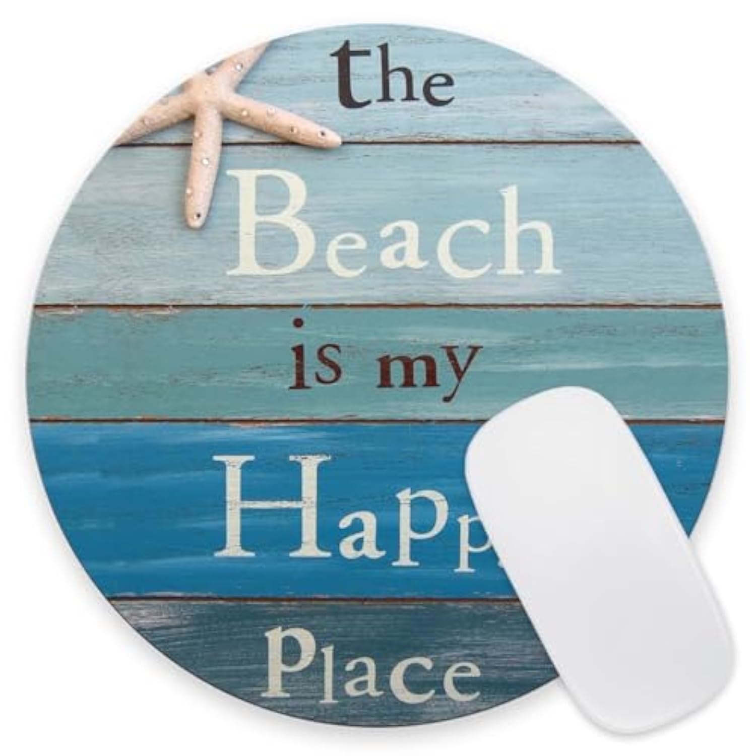 Round Mouse Pad, The Beach Is My Happy Place Customized Premium-Textured Mouse Mat, Washable Mousepads With Non-Slip Rubber Base Small Mousepad, 7.9×7.9×0.12 Inches