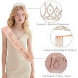 18Th Birthday Decorations For Girls, 33Pcs Black Rose Gold Happy 18Th Birthday Banner 18 Birthday Crown And Sash Balloons Backdrop Hanging Swirls Paper Fans, 18 Years Old Party Supplies Kit