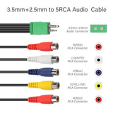 3.5Mm+2.5Mm To 5Rca Audio Video Adapter Cable 0.3M 3.5Mm Male 2.5Mm Male To 5