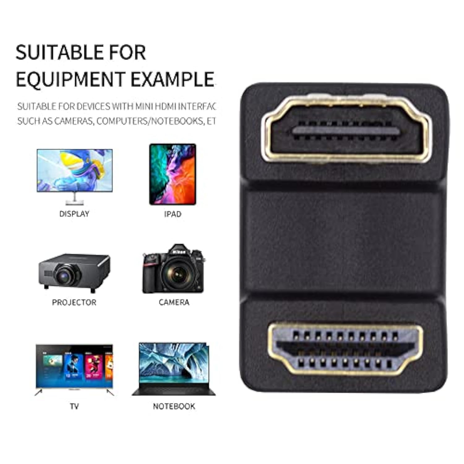 Standard Hdmi 1.4 Male Type-A To Hdmi Female Port Savers 360 Degree Up Opposit