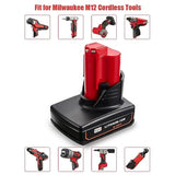 2 Pack 6.5Ah 12V Battery Compatible For Milwaukee M 12 Battery 48-11-2401 48-11-2412 48-11-2411 48-11-2420 48-11-2410 12Volt Cordless Tools For Milwaukee 12 Volt Lithium Battery