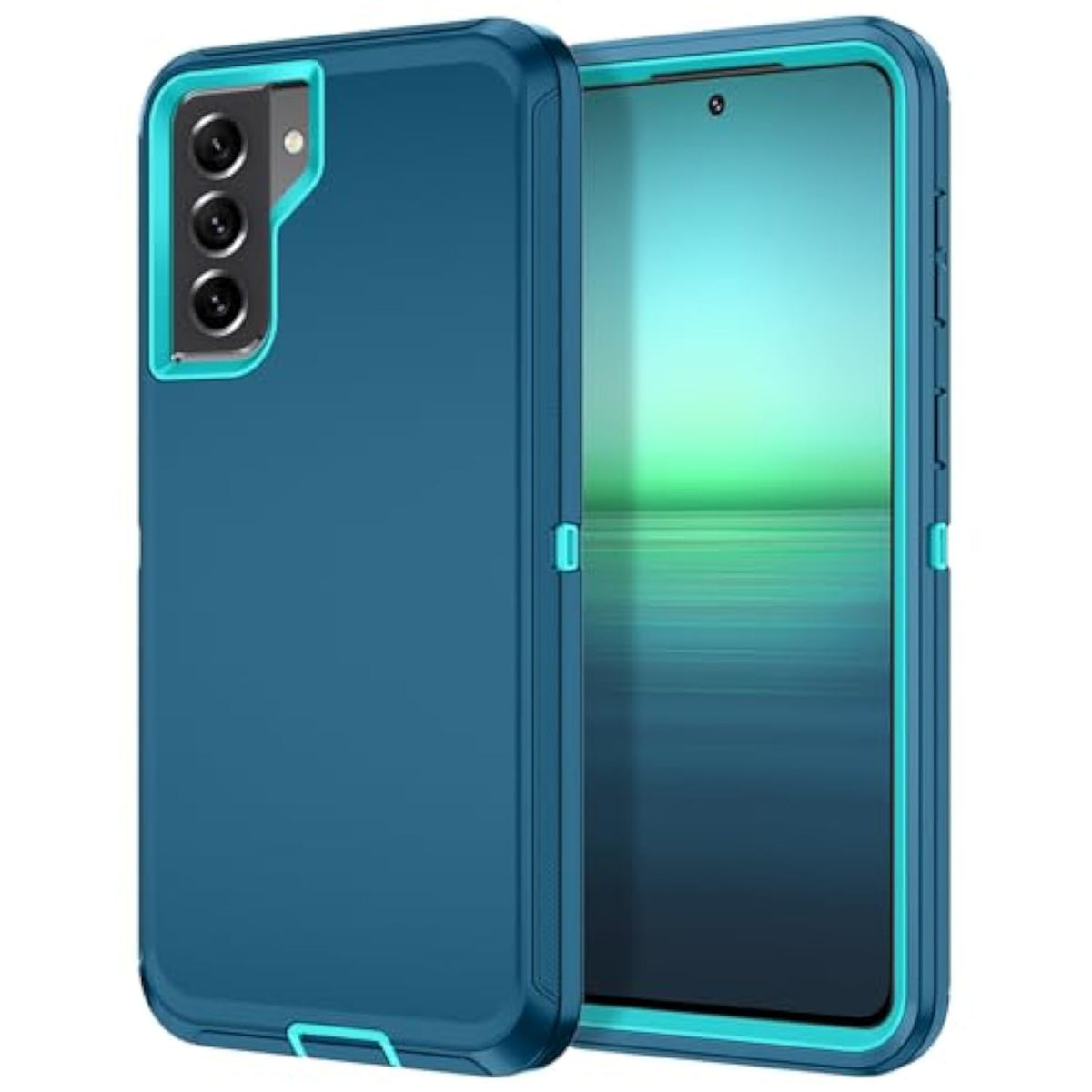 For Samsung Galaxy S21 Fe 5G Case Shockproof Dust/Drop Proof 3-Layer Full Body Protection [Without Screen Protector] Rugged Heavy Duty Cover Case For Galaxy S21 Fe 6.4",Turquoise