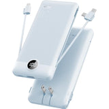 Portable Charger Built-In Cables And Ac Wall Plug, Usb C Power Bank 10000Mah, Travel Essentials Phone Charger Compact Lightweight External Battery Pack For Smart Phones, Tablets Etc-Blue