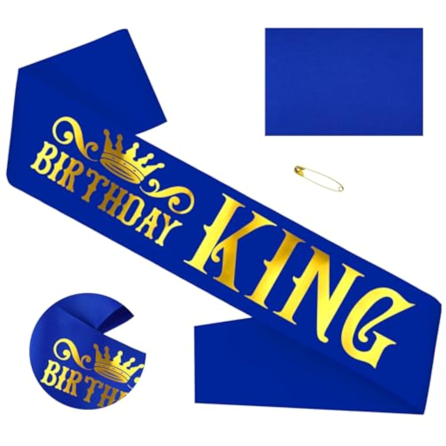 Birthday King Sash, Funny Royal Blue Satin Sash With Gold Foil Lettering Birthday Sashes For Boys Or Men 10Th 13Th 16Th 18Th 21St 30Th 40Th 50Th 60Th Or Any Birthday Party Supplies Gifts Favors.