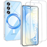 For Samsung Galaxy S25 Fe Case, Military Grade Drop Protection Phone Case With 2 S25 Fe Screen Protectors, Magnetic Wireless Charging Supported, Shockproof Slim S25 Fe Cell Phone Cover, Clear