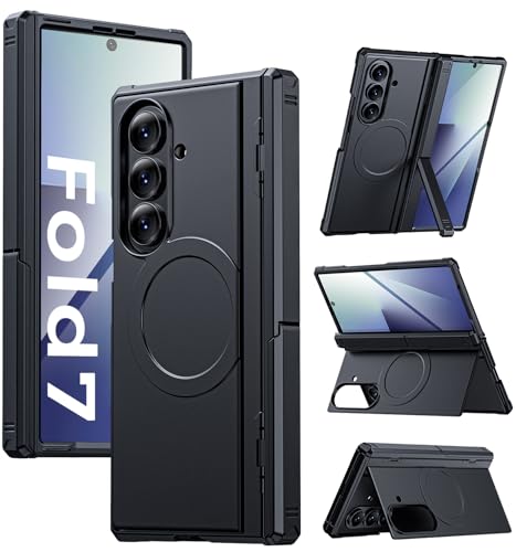 for  Galaxy Z-Fold-7 Case: Magnetic Shockproof Rugged [Dual-Stand] [Hinge Protection] [Fit for Magsafe] Durable Silicone Matte Armor