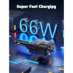 Retractable Car Charger With Retractable Cables (31.5 Inch), 4 In 1 Super Fast Car Phone Charger, 2 Usb Ports Car Charger Adapter, Compatible With Iphone 15 14 13 12 11 Pro Max, Ipad, Pixel