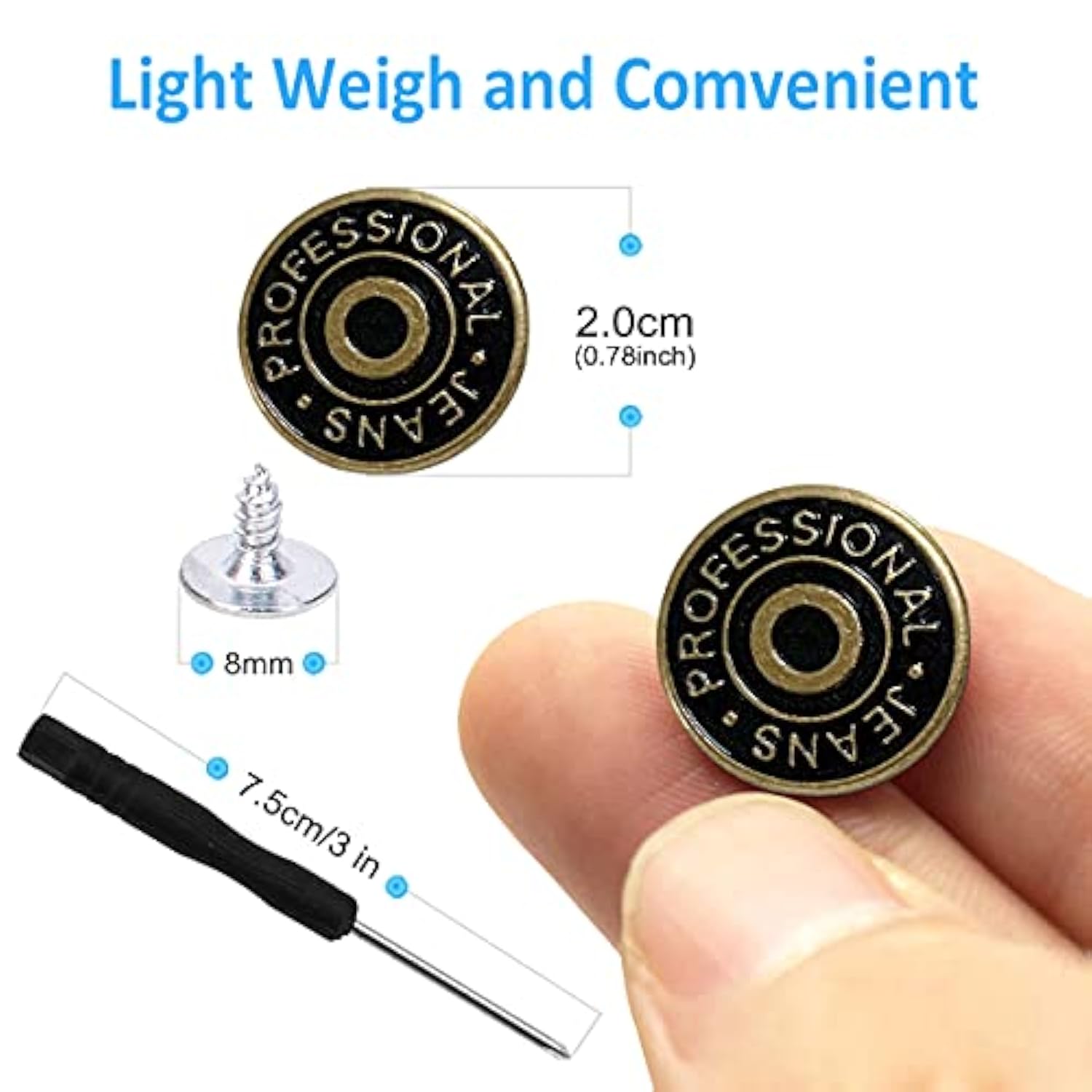 30 Sets Jeans Replacement Buttons 20Mm Jean Buttons Replacement Kit Wi