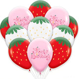 30 Pcs Strawberry Latex Balloons Sweet Berry First Birthday Decorations