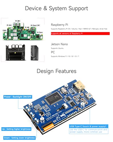 3.5Inch Ips Capacitive Touch Lcd Display, Compatible With Raspberry Pi 5/4B/3B/Zero/Zero W/Zero 2W/Pico/Pico W/Pico Wh, 480×800, Adjustable Brightness