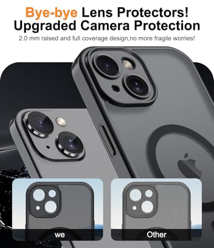 Magnetic for iPhone 15 Case,with Screen Protector+Wrist Strap,Compatible with MagSafe,Camera Protection,Military Grade Drop Protection,Slim
