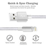 3Pack 10ft Nylon Braided High Speed USB Charging Cord Compatible with iPhone 12/11/XS/XR/X/8/7/6/5/iPad