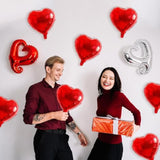 50 Pcs 10Inch Red Heart Balloons, Mylar Heart Foil Balloons For Birthd
