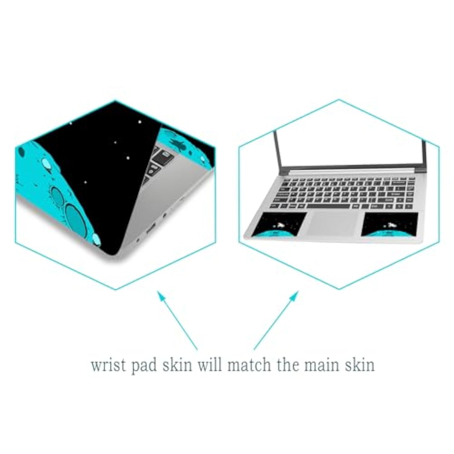 Laptop Skin Sticker Decal, 12" 13" 13.3" 14" 15" 15.4" 15.6" Laptop Vinyl Sticker Skin Cover Art Protector Notebook PC (2 Wrist Pad Skins Included), Decorative Waterproof Removable, Space Alien 2025