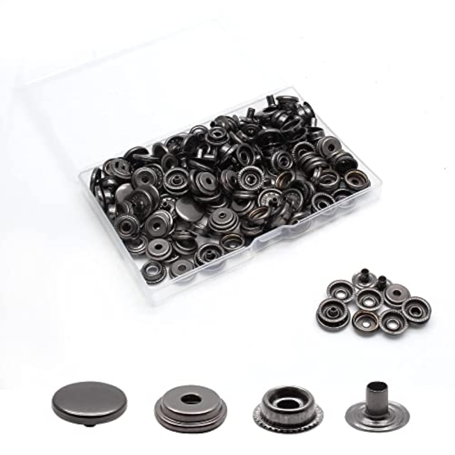 50 Sets Snap Fasteners Kit, 15Mm Heavy Duty Metal Snaps Buttons Press