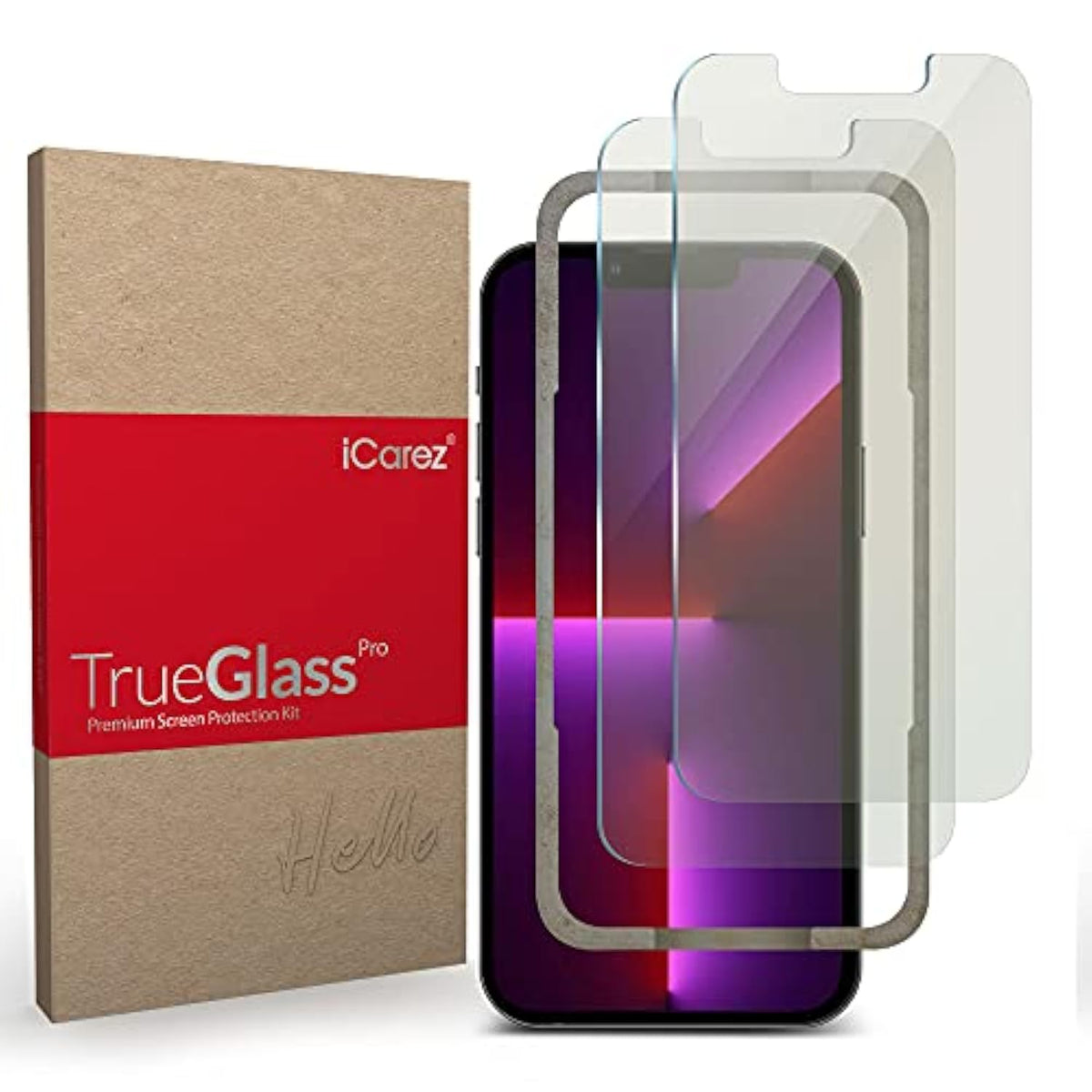 iCarez Matte Privacy Tempered Glass Screen Protector for iPhone 14 Plus iPhone 13 Pro Max 6.7-Inches 2021 [2-Pack] Tray Installation (Case Friendly) Easy Apply Anti Spy (standard packaging)