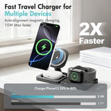 Magnetic Wireless Charger for iPhone: 3 in 1 for Travel 15W Fast Charging Pad Foldable for iPhone 17 16e 16 15 14 13 12 Pro Max - for Apple Watch