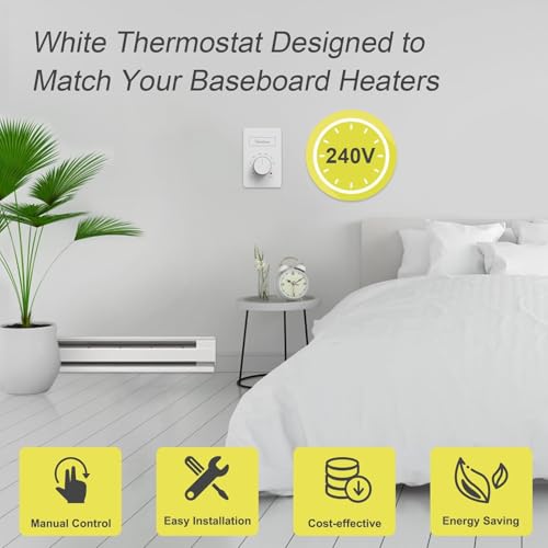 240 V Only 4-Wire Manual Electric Baseboard Heater Thermostat For Home,