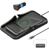 Wireless Car Charger Pad, Large Wireless Charging Pad For Car Non Slip Car Phone Holder Wireless Charger Compatible With Iphone 16 Pro Max 15 14 13 12, Samsung, Google (1 Meter Cable)