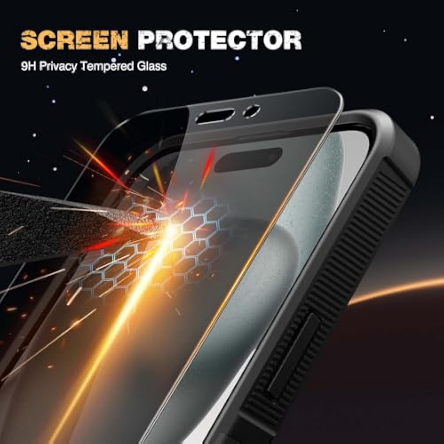 Designed For Iphone 15 Case, [With Privacy Screen Protector] [Anti Spy] [Military Grade Drop Protection] Heavy Duty Full-Body Shockproof Phone Case, Black
