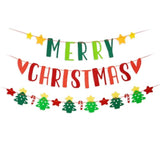 Merry Christmas Felt Banner, Christmas Tree, Candy Cane, Star Xmas Garland, Red And Green Felt String For Holiday Christmas Party Decorations, Home Wall Fireplace Windows Indoor Outdoor Decor