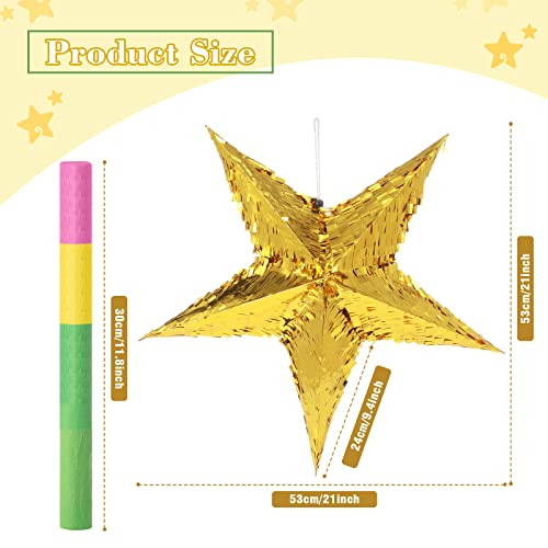 3 Pcs Foil Star Piñata with a Blindfold and Bat Foldable Star Piñatas for Girl Kids Boys Adults Birthday Wedding Christmas Cinco de Mayo Party Decorations