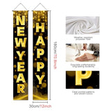 Gold Happy New Year Porch Banner Decorations With Gold Bold Letters Sparkle Glow 71 X 12 Inch Holiday Party Banners Front Door Hanging Banner Entryway New Year Winter For Wall Fireplace Party Holiday Home Kids Decor