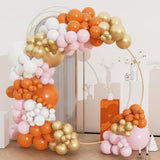 134Pcs Fall Balloon Arch Kit Pink Orange White Gold for Baby Shower Birthday Wedding