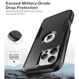 For Iphone 16 Pro Max Case With Belt Clip Holster,2X Screen Protector, Heavy Duty Protection,Military-Grade Protection,Anti-Drop,Shockproof Phone Cover For Iphone 16 Pro Max Case,Black