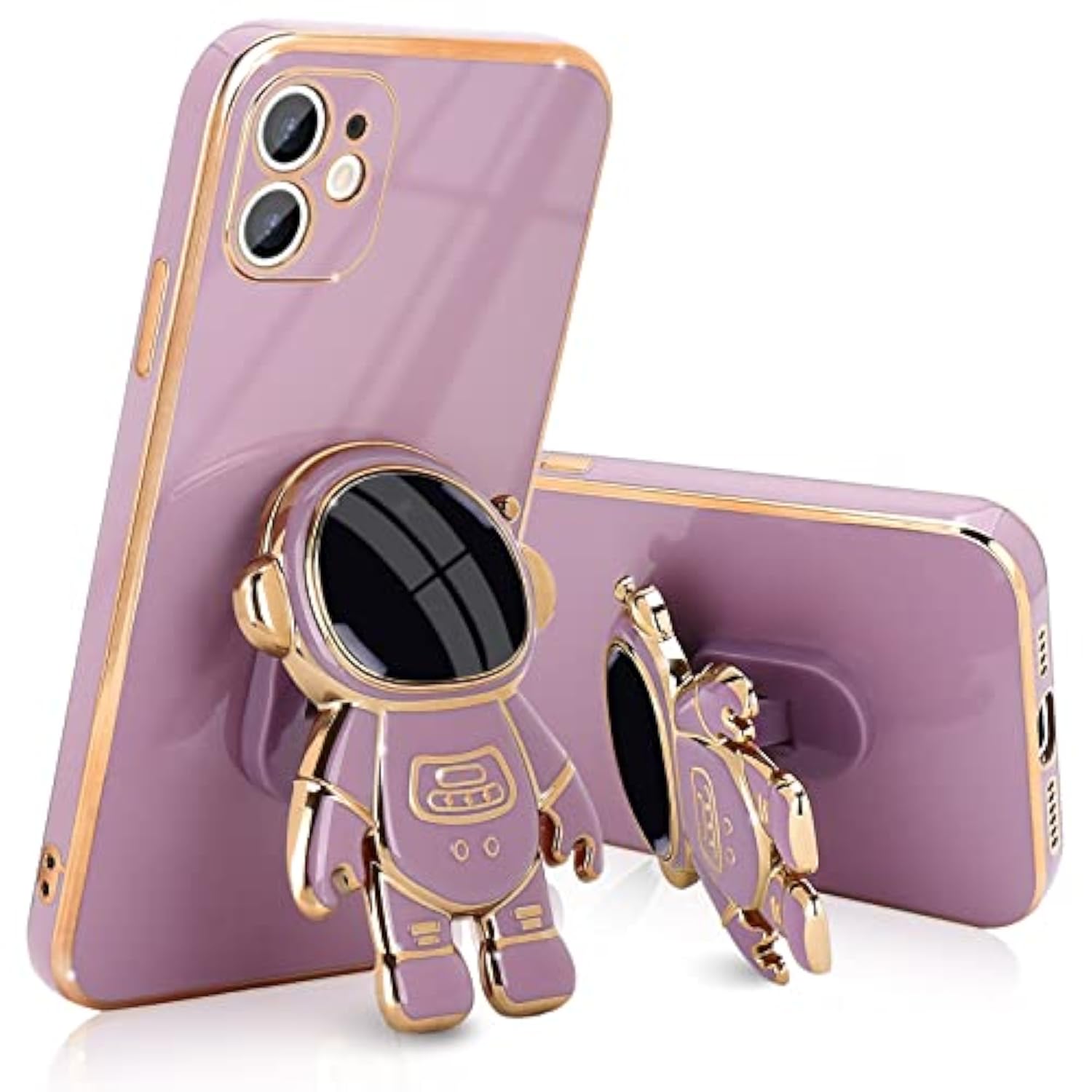 Compatible With Iphone 11 Case Cute 3D Astronaut Stand Design Camera Protection Shockproof Soft Back Cover For Apple Iphone 11 Phone Case Purple