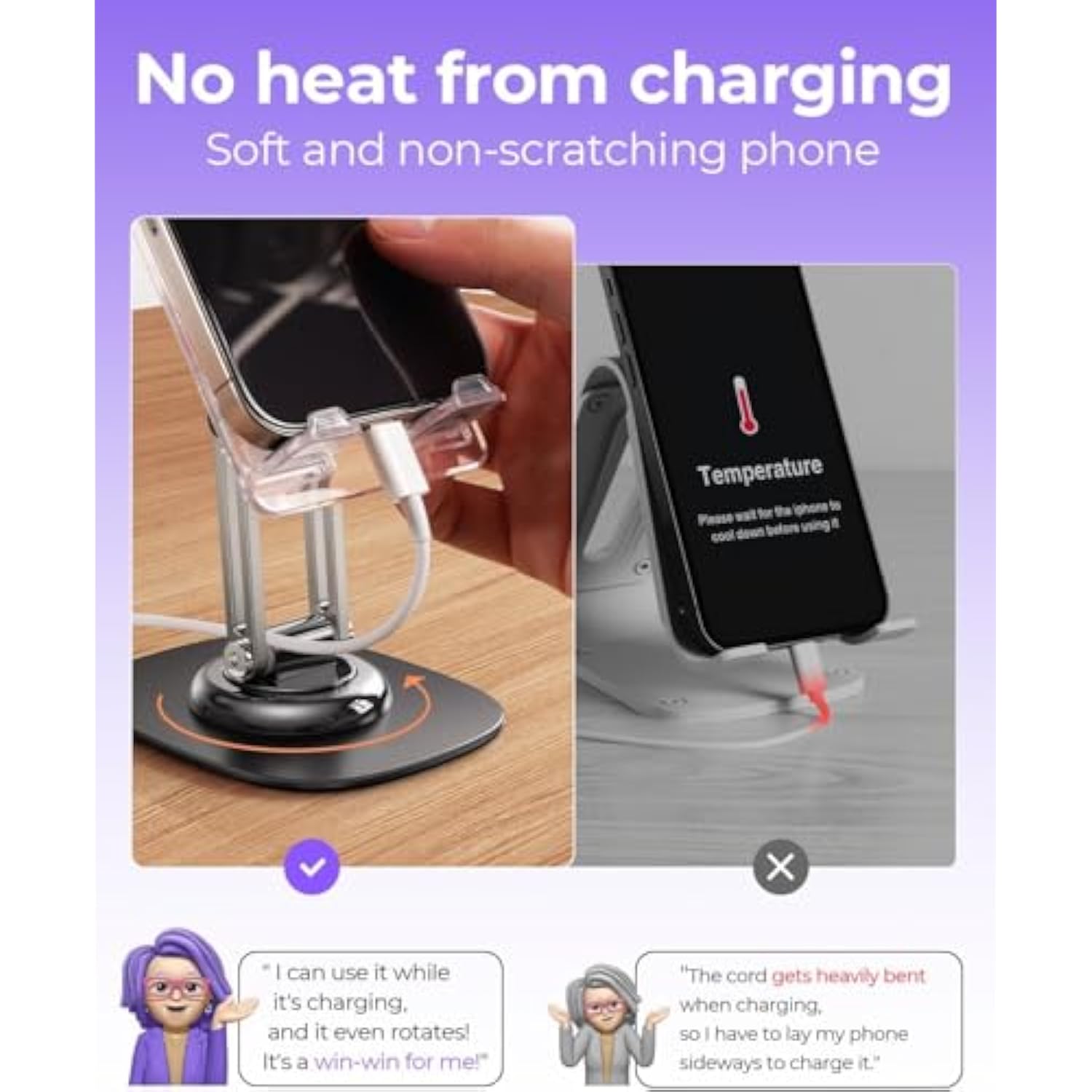 Cell Phone Stand For Desk, Phone Holder For Desk Iphone Stand, Cute Phone Office Accessories For Women - Cubicle Accessories, Acrylic Iphone Holder, Soporte Para Celular Suitable For 4-11''