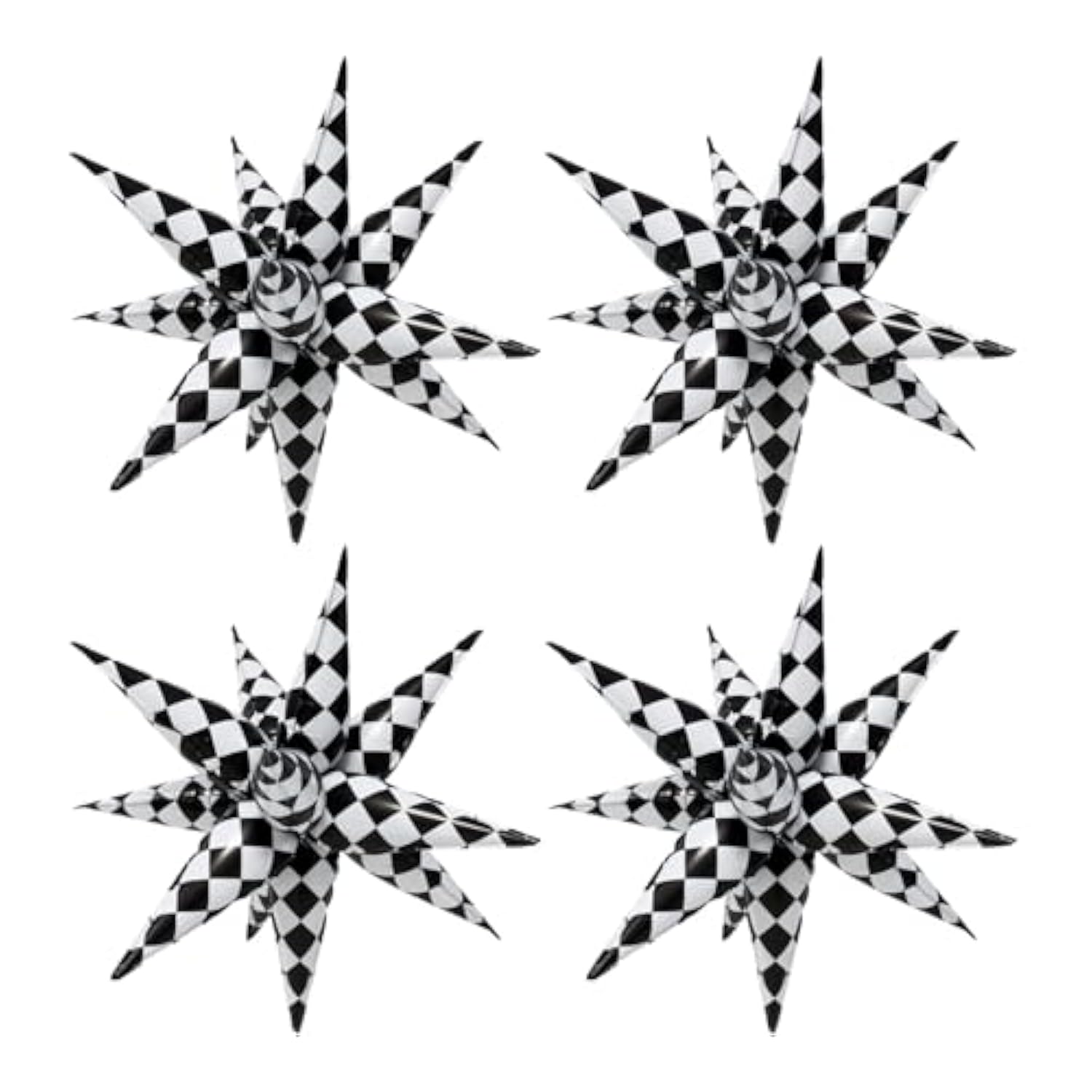 4-Piece 26-Inch Black White Checked Balloons for Party and Racing Decor