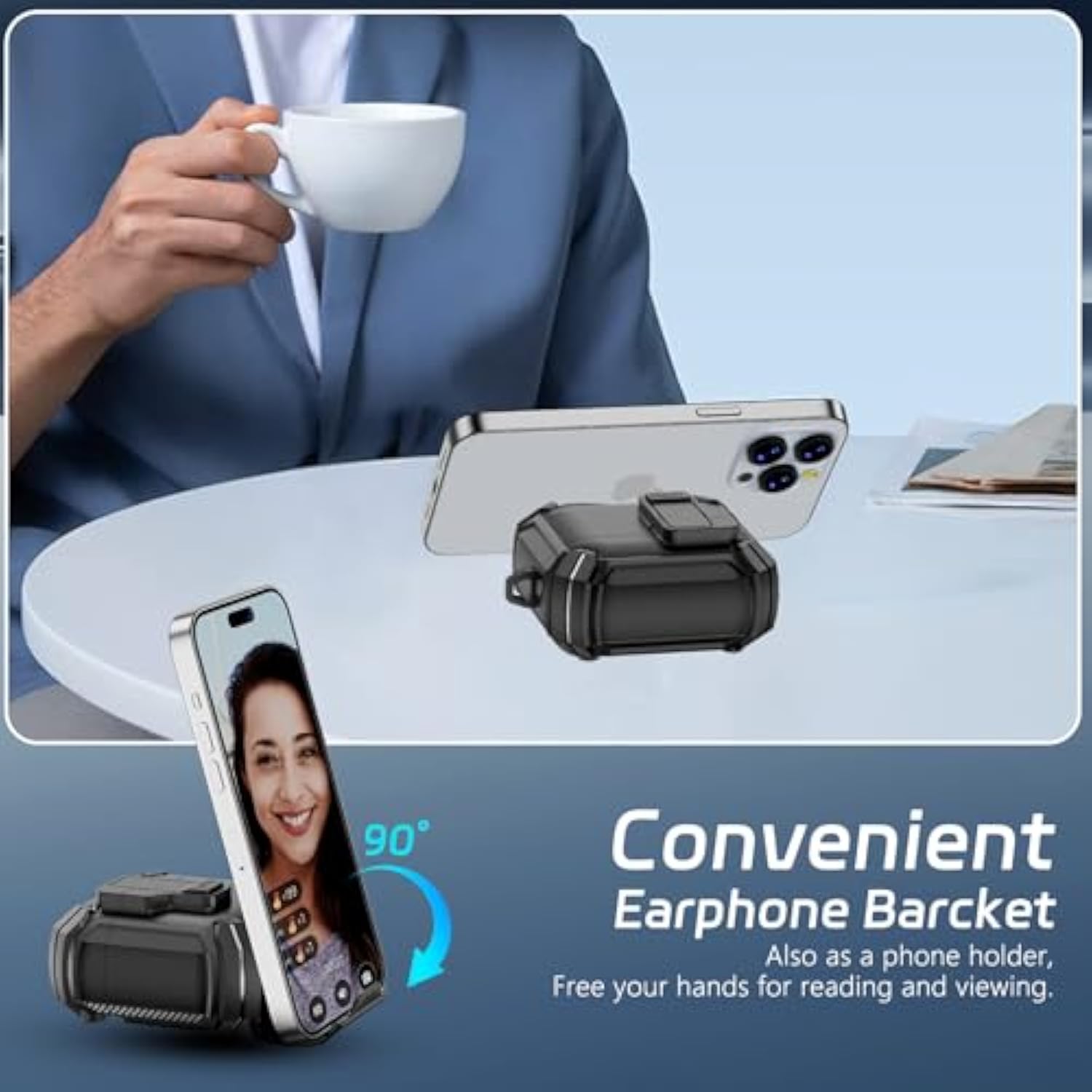 For Airpods 4 Case With Phone Stand, Secure Lock Case For Apple Airpods 4Th Gen 2024 With Cleaning Kit, Compatible With Magsafe, Auto-Open, Military Grade Protective Cover