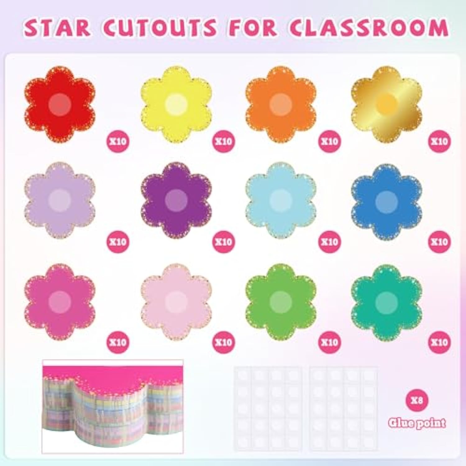 120 Pcs Paper Flowers For Crafts Confetti Flower Cutouts 3.5 Inch Small Flower Decoration Spring Bulletin Board Decorations For Classroom Wall Party