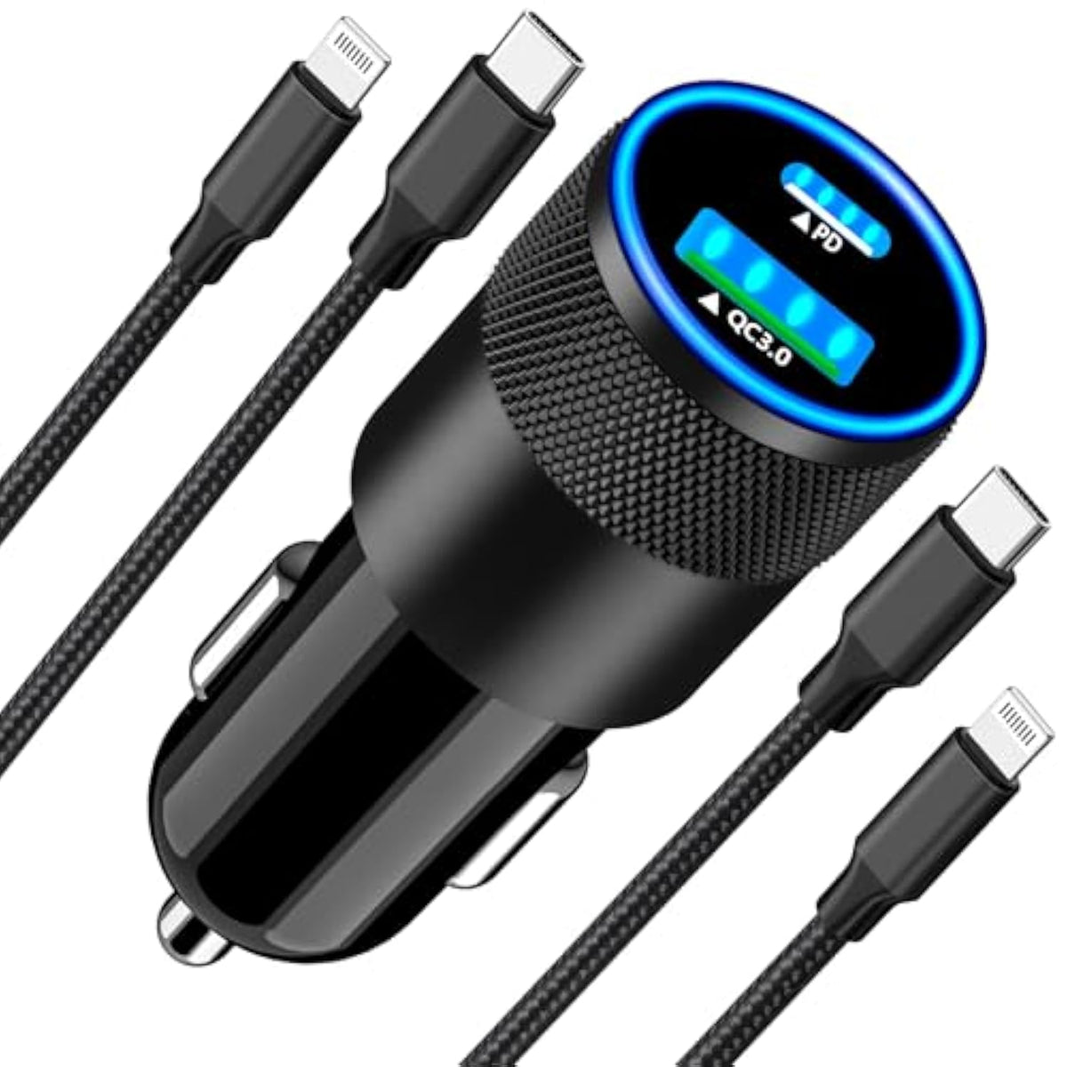 ?Mfi Certified?Iphone 15 Fast Car Charger, 4.8A Usb Car Power Cigarette Lighter Usb-C Fast Car Charging + 2Pack Tyep-C Braided Cable For Iphone 15 Pro/15 Pro Max/Ipad Pro/Galaxy S24/S23/Pixel