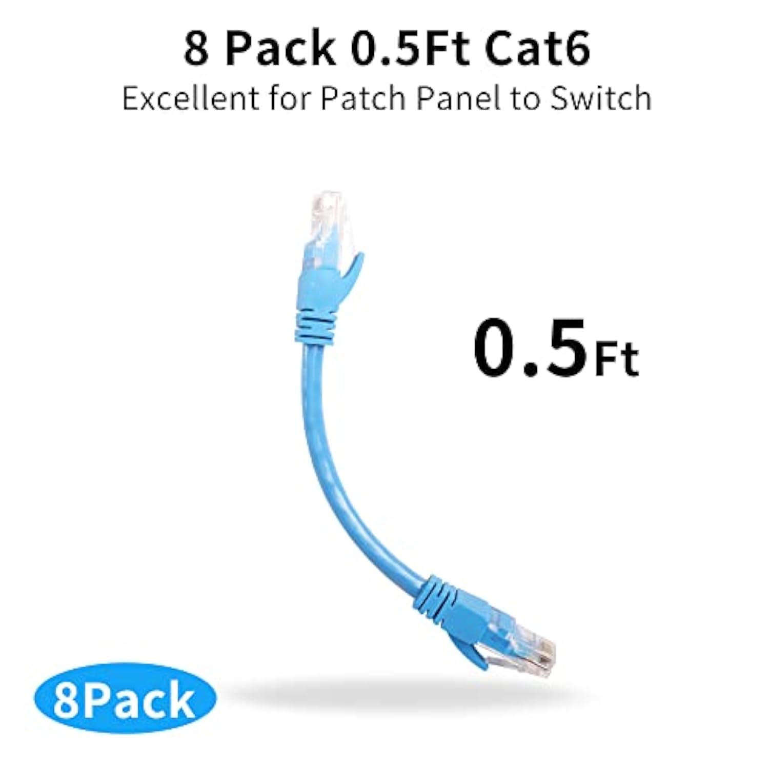 Short Cat6 Ethernet Patch Cable 0.5Ft,High Speed Internet Network Cable Lan Pa