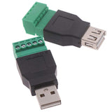 2 Pack Usb Terminal Block Adapter Usb2.0 Type A Male Female Plug To 5 Pin Conn