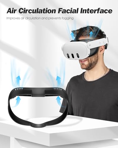 Facial Interface & Face Cover Pad for Meta Quest 3 - VR Accessories Compatible with Meta/Oculus Quest 3, One-Piece Anti-Light Leakage Soft Leather PU
