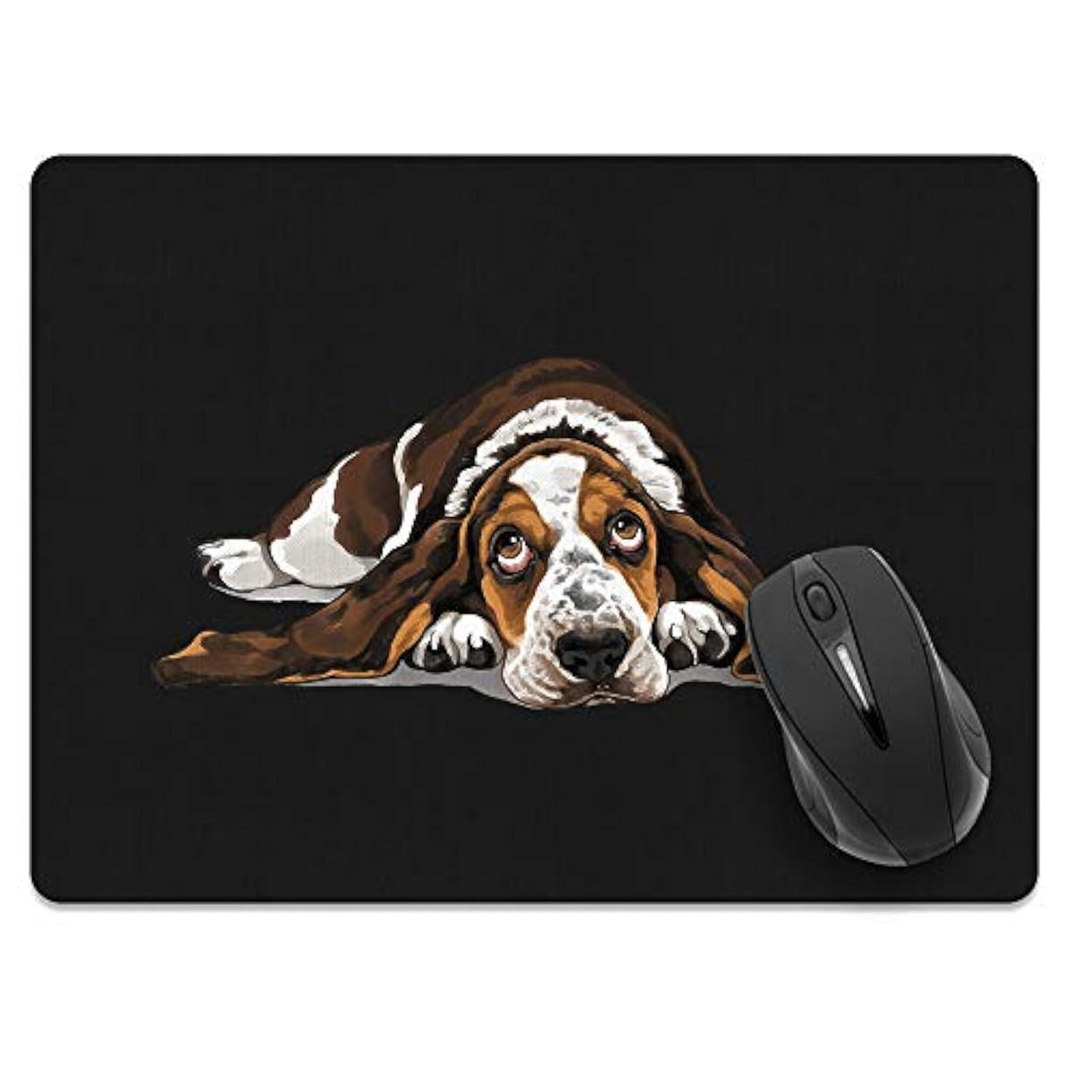 Extra Large (X-Large) Size Non-Slip Rectangle Mousepad, Basset Hound Dog Lying Down Looking Up Mouse Pad For Home, Office And Gaming Desk
