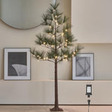 Lighted Christmas Pine Tree With Timer 6Ft 72 Warm White Led Lights, Pre Lit Twig Tree For Home Room Christmas Holiday Decoration Indoor Outdoor