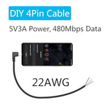 4Pcs Short Right Angle Usb C To 4 Pin Bare Wire Open End Wire 11Inch, 90 Degree Usb Type C Male Plug 4 Pin Pigtail Power And Data Cable 22Awg 5V/3A, For Usb Type C Device Replacement Repair Diy Cable