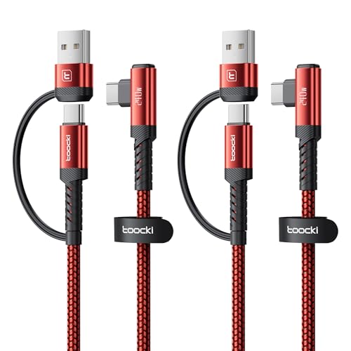240W USB C to USB C Cable 10FT [2-Pack], 2-in-1 Right Angle PD 3.1 Fast Charging Cord, USB-A & C Dual-Input for iPhone 17/16/15 Pro, MacBook Pro,