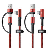 240W USB C to USB C Cable 10FT [2-Pack], 2-in-1 Right Angle PD 3.1 Fast Charging Cord, USB-A & C Dual-Input for iPhone 17/16/15 Pro, MacBook Pro,