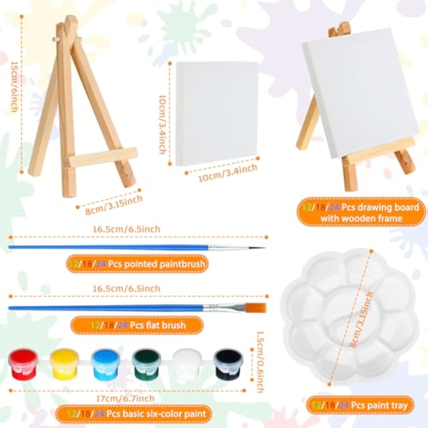 158 Pcs Paint Party Favors Include Mini Watercolor Paint Set Small Canvas With Easel Palette Brush Stickers Tattoo Sticker Keychain For Class Birthday Art Party (Classic Style)